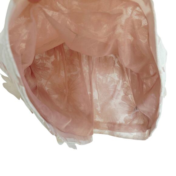 HELSI White & Tan Belen Floral Applique Cocktail Fit & Flare Mini Dress Sz Large - Picture 8 of 10